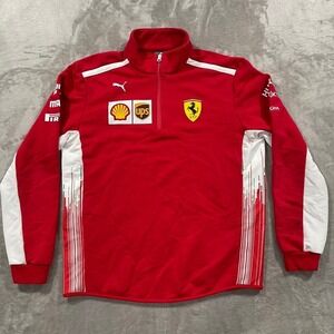 Puma Scuderia Ferrari Jacket Mens Medium‎ Red F1 Team Racing 2018 Half Zip